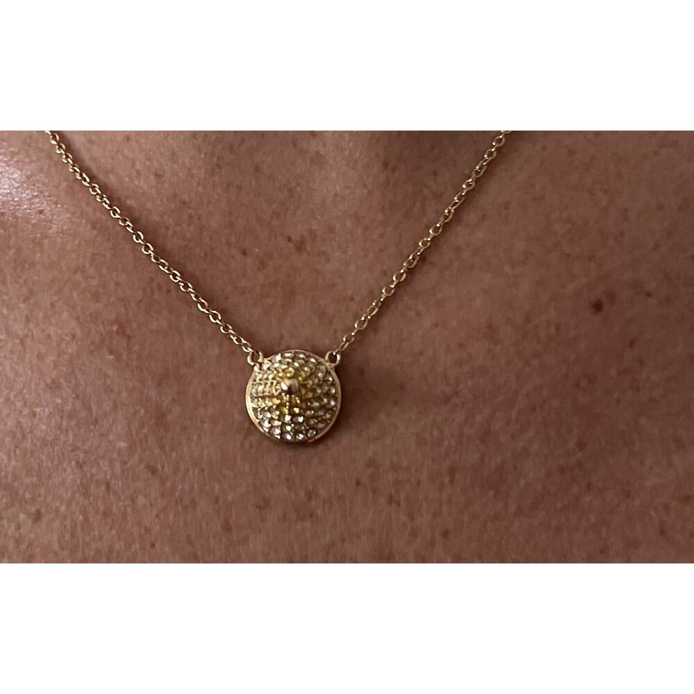 Eddie Borgo Gold & Clear Crystal Pave Cone Pendant Necklace Gold Plated - Picture 2 of 6